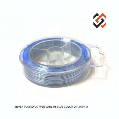 Metal Wire Silver Plated Copper Wire 0.8mm in Blue Color Jewelry Making Tools Beading Wire